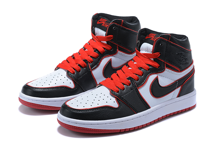 2020 Women Air Jordan 1 Black Red White - Click Image to Close